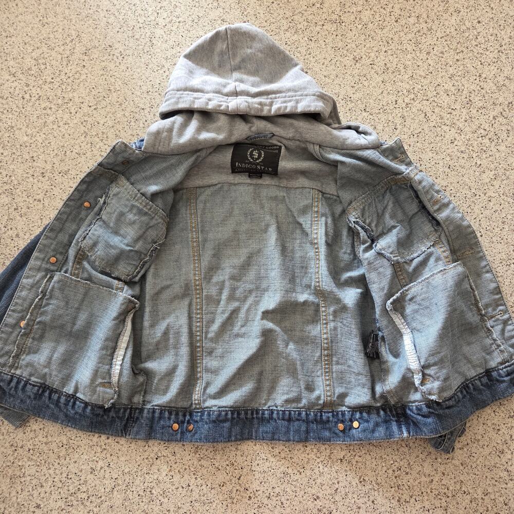 Indigo Star Denim & Dry Goods American Vintage KIDS Jean Jacket Knit Hood✨️10/12 - Picture 6 of 11